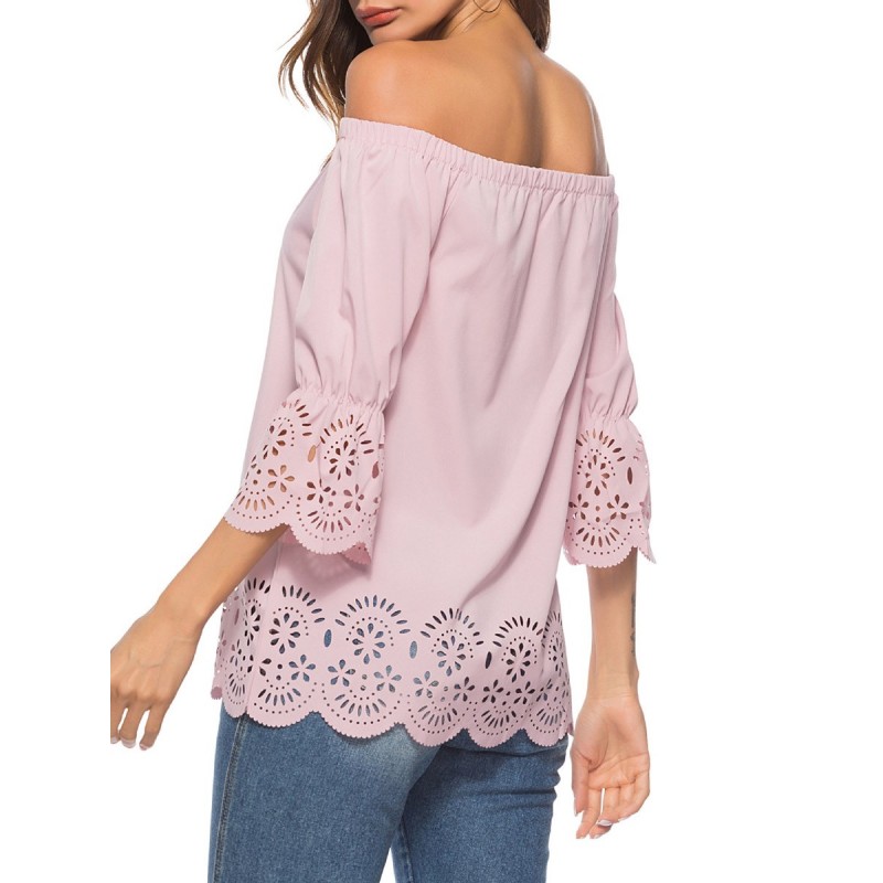 Women's Pure Color Off Shoulder T-shirt