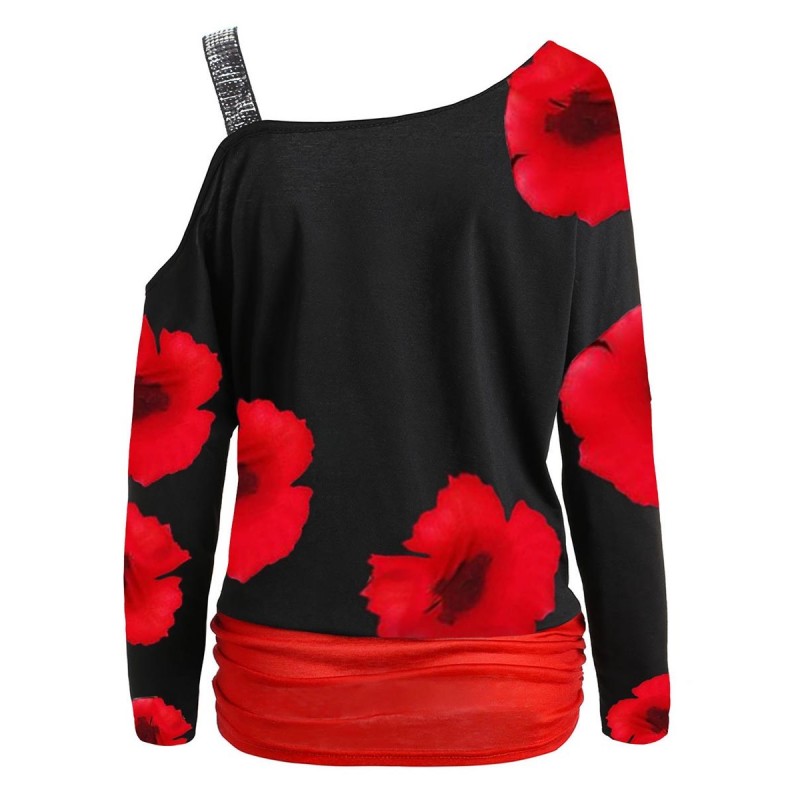 Personal Floral One Shoulder Long Sleeve T-shirt