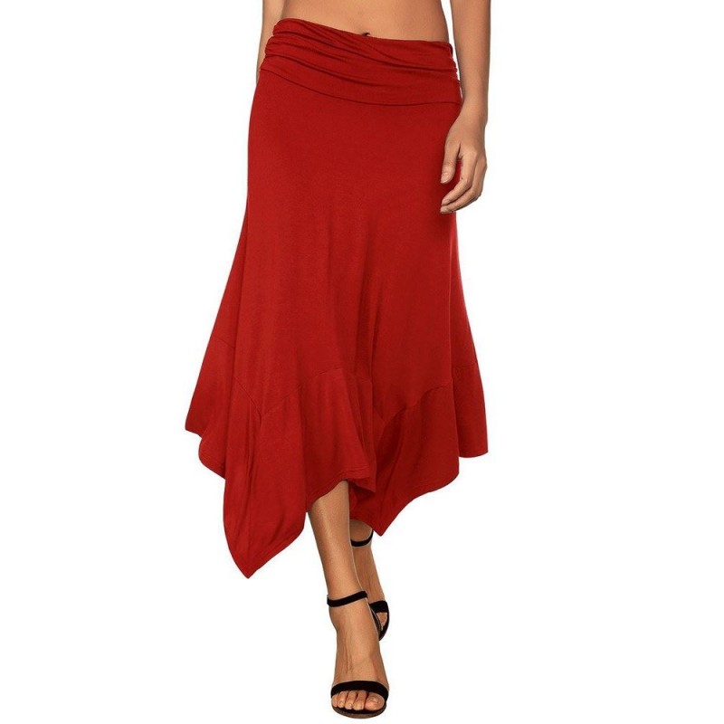 Women's Pure Color Pleated Irregualr Skirt