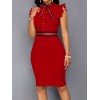 Frill Button Detail Women's Bodycon Dress