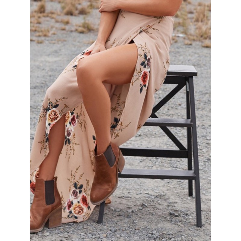 Bohemian Floral Slit Women's Skirt