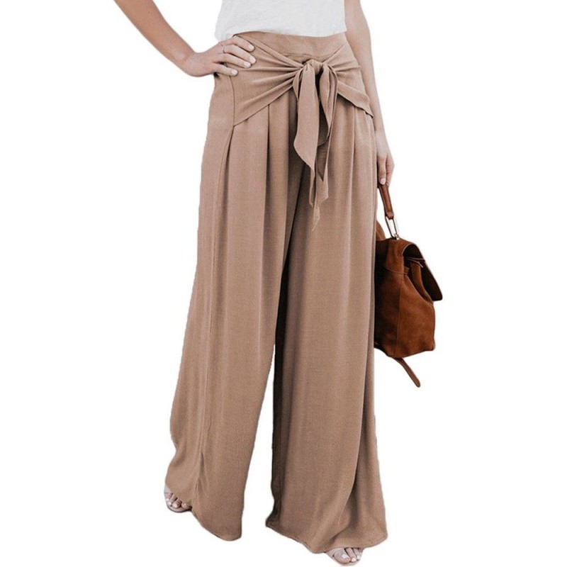 Plain Pleated Wide Legs Casual Pants