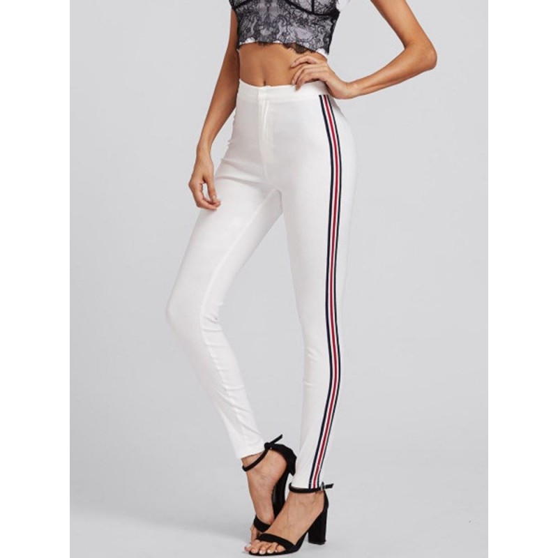 Skinny Side Striped Thin Women's Casual Pants