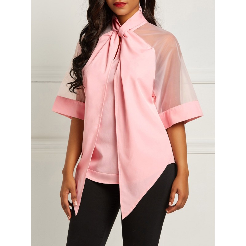 Pink Strappy Peplum Blouse