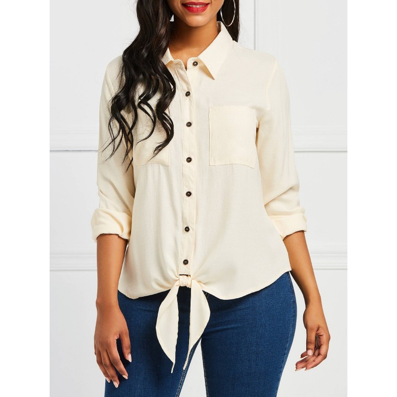 Solid color Single-breasted Blouse