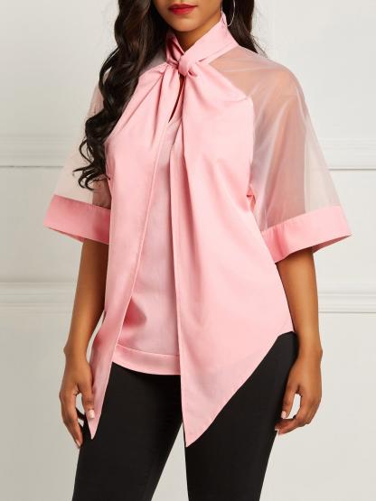 Pink Strappy Peplum Blouse