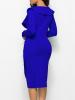 V-Neck Pleated Long Sleeve Women's Bodycon Dress