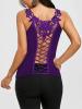 Pure Color Back Lace Hollow Out Tank Top