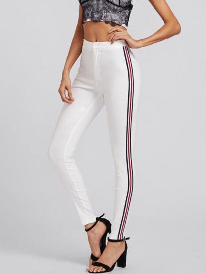 Skinny Side Striped Thin Women's Casual Pants