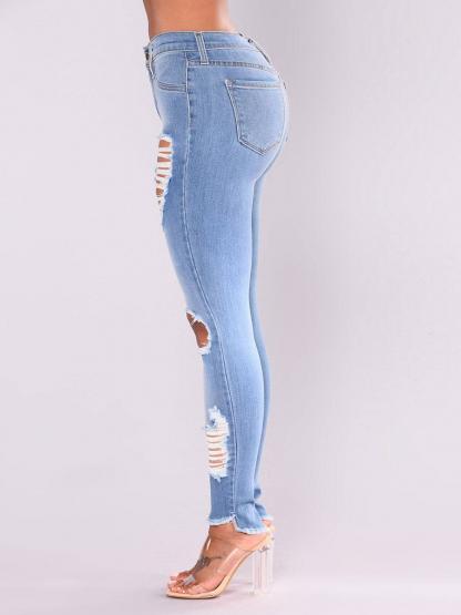 Hole Wron Plain Women's Jeans