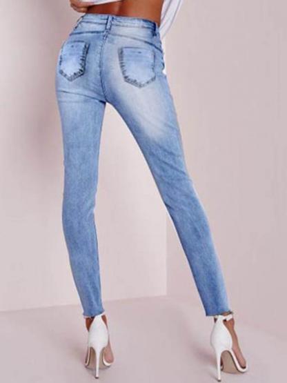 Patchwork Worn Pocket Women's Skinny Jeans