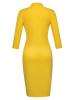 Yellow Turtle Neck Pullover Women's Pencil Dress