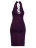 Hollow Plain Halter Sexy Women's Bodycon Dress